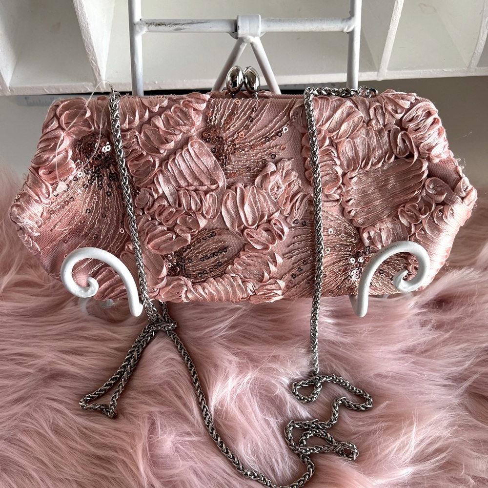 Adrianna Papell  mauvy pink evening bag